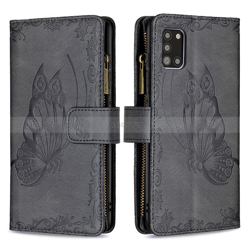 Custodia Portafoglio In Pelle Farfalla Cover con Supporto B03F per Samsung Galaxy A31 Nero