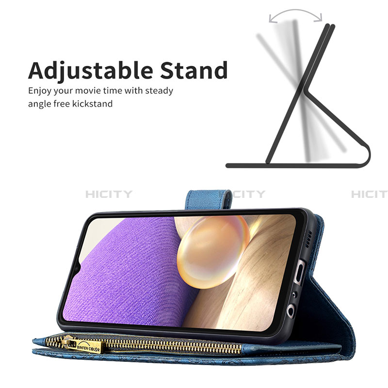 Custodia Portafoglio In Pelle Farfalla Cover con Supporto B03F per Samsung Galaxy A32 5G