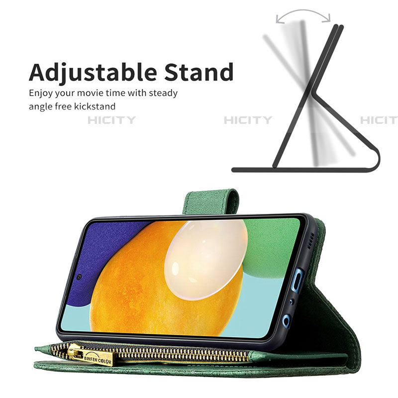 Custodia Portafoglio In Pelle Farfalla Cover con Supporto B03F per Samsung Galaxy A52 4G