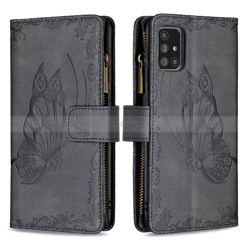 Custodia Portafoglio In Pelle Farfalla Cover con Supporto B03F per Samsung Galaxy A71 5G Nero