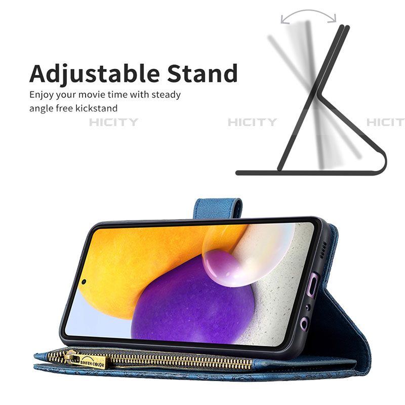 Custodia Portafoglio In Pelle Farfalla Cover con Supporto B03F per Samsung Galaxy A72 5G