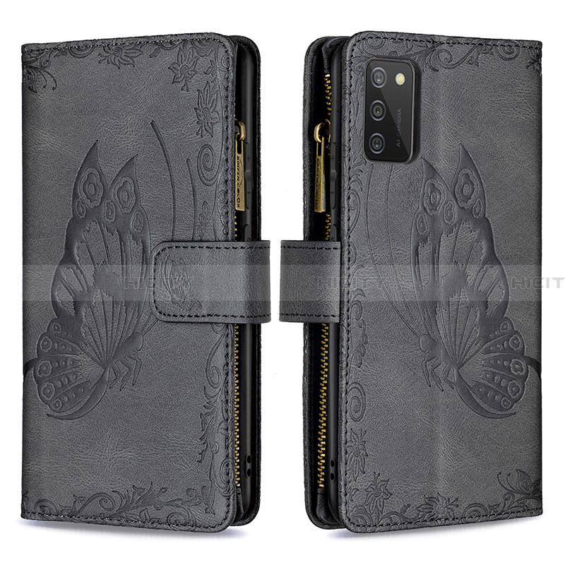 Custodia Portafoglio In Pelle Farfalla Cover con Supporto B03F per Samsung Galaxy F02S SM-E025F Nero