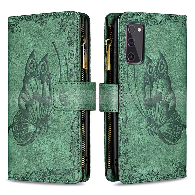 Custodia Portafoglio In Pelle Farfalla Cover con Supporto B03F per Samsung Galaxy S20 Lite 5G Verde