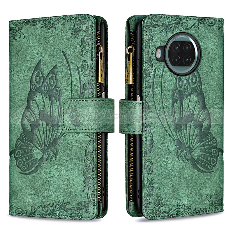 Custodia Portafoglio In Pelle Farfalla Cover con Supporto B03F per Xiaomi Mi 10i 5G Verde