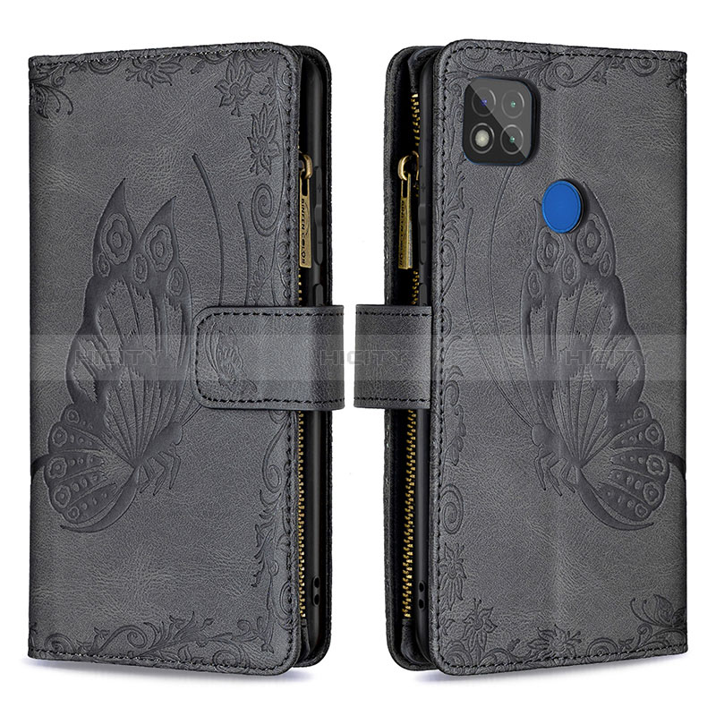 Custodia Portafoglio In Pelle Farfalla Cover con Supporto B03F per Xiaomi POCO C31 Nero