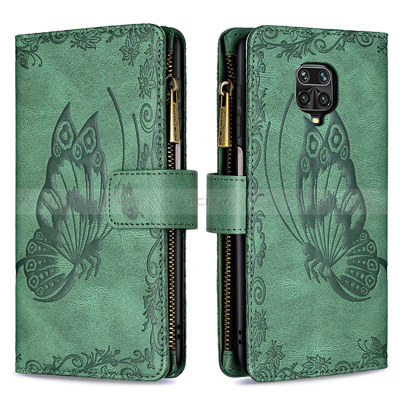 Custodia Portafoglio In Pelle Farfalla Cover con Supporto B03F per Xiaomi Poco M2 Pro Verde