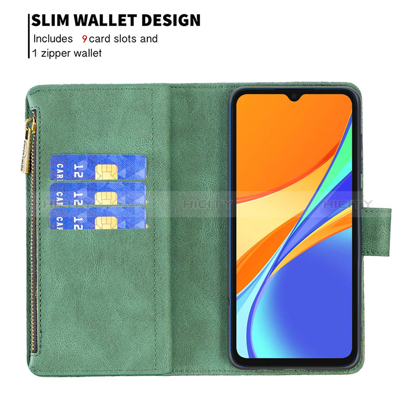 Custodia Portafoglio In Pelle Farfalla Cover con Supporto B03F per Xiaomi Redmi 9 Activ