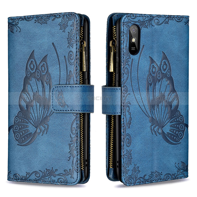 Custodia Portafoglio In Pelle Farfalla Cover con Supporto B03F per Xiaomi Redmi 9i