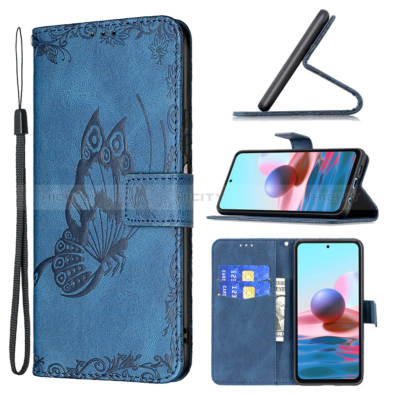 Custodia Portafoglio In Pelle Farfalla Cover con Supporto B03F per Xiaomi Redmi Note 10 4G