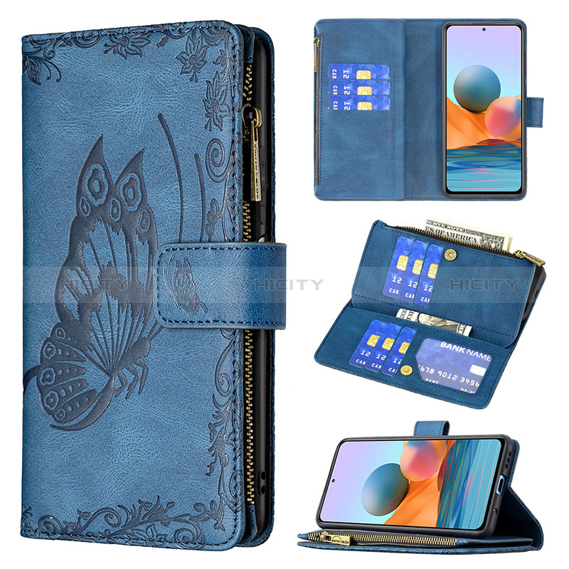 Custodia Portafoglio In Pelle Farfalla Cover con Supporto B03F per Xiaomi Redmi Note 10 Pro 4G