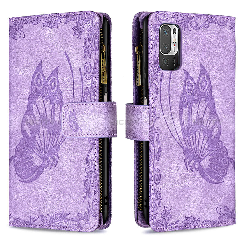 Custodia Portafoglio In Pelle Farfalla Cover con Supporto B03F per Xiaomi Redmi Note 11 SE 5G Lavanda