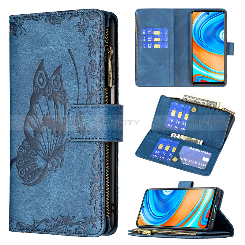 Custodia Portafoglio In Pelle Farfalla Cover con Supporto B03F per Xiaomi Redmi Note 9 Pro Max