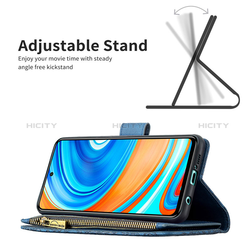 Custodia Portafoglio In Pelle Farfalla Cover con Supporto B03F per Xiaomi Redmi Note 9S