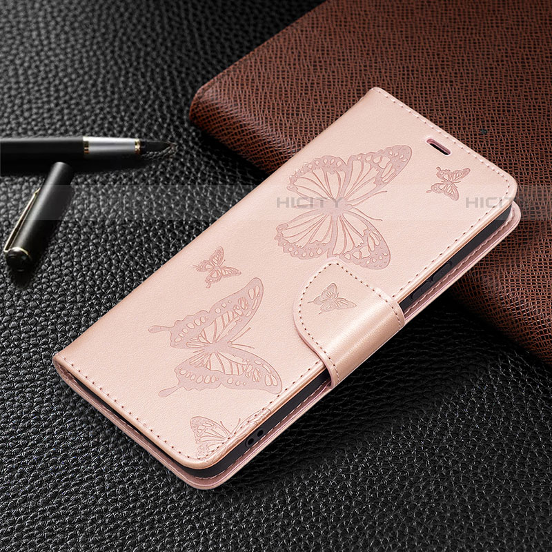 Custodia Portafoglio In Pelle Farfalla Cover con Supporto B13F per Samsung Galaxy S21 5G Oro