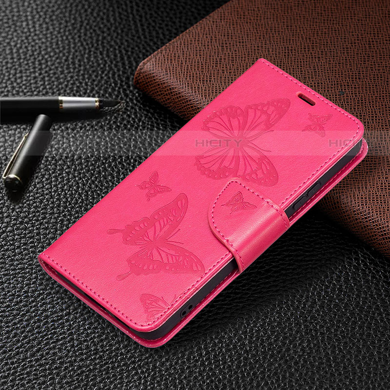 Custodia Portafoglio In Pelle Farfalla Cover con Supporto B13F per Samsung Galaxy S21 5G Rosa Caldo