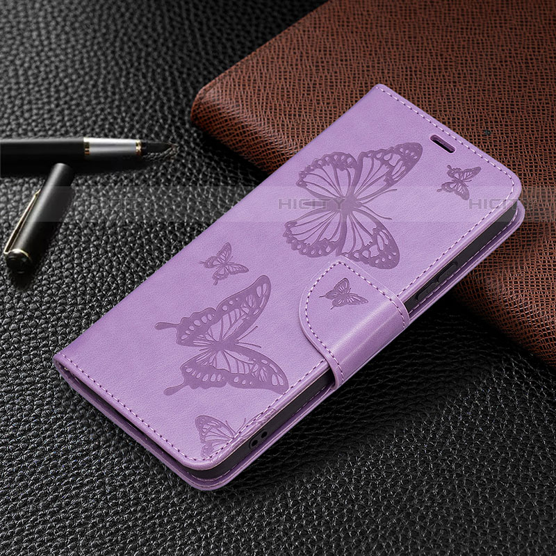 Custodia Portafoglio In Pelle Farfalla Cover con Supporto B13F per Samsung Galaxy S21 Plus 5G Lavanda