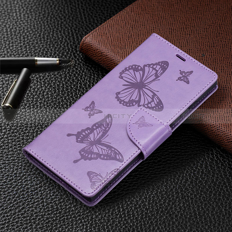 Custodia Portafoglio In Pelle Farfalla Cover con Supporto B13F per Samsung Galaxy S24 Ultra 5G Lavanda