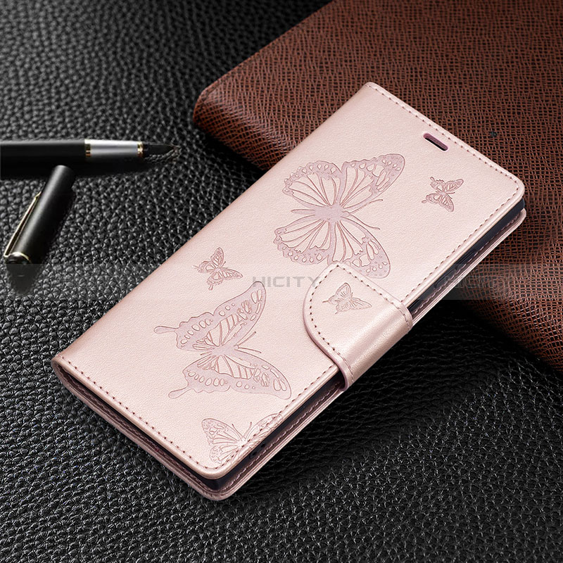 Custodia Portafoglio In Pelle Farfalla Cover con Supporto B13F per Samsung Galaxy S24 Ultra 5G Oro