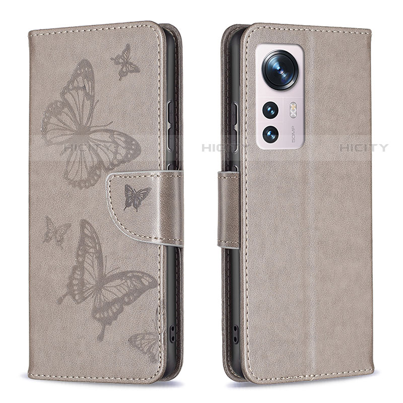 Custodia Portafoglio In Pelle Farfalla Cover con Supporto B13F per Xiaomi Mi 12S 5G Grigio