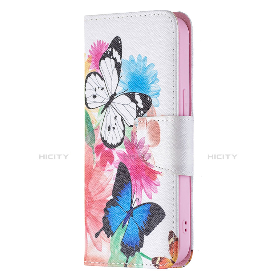 Custodia Portafoglio In Pelle Farfalla Cover con Supporto L01 per Apple iPhone 14 Plus Rosa