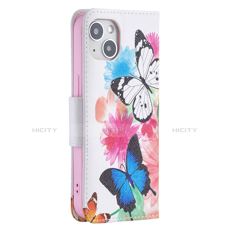 Custodia Portafoglio In Pelle Farfalla Cover con Supporto L01 per Apple iPhone 14 Plus Rosa