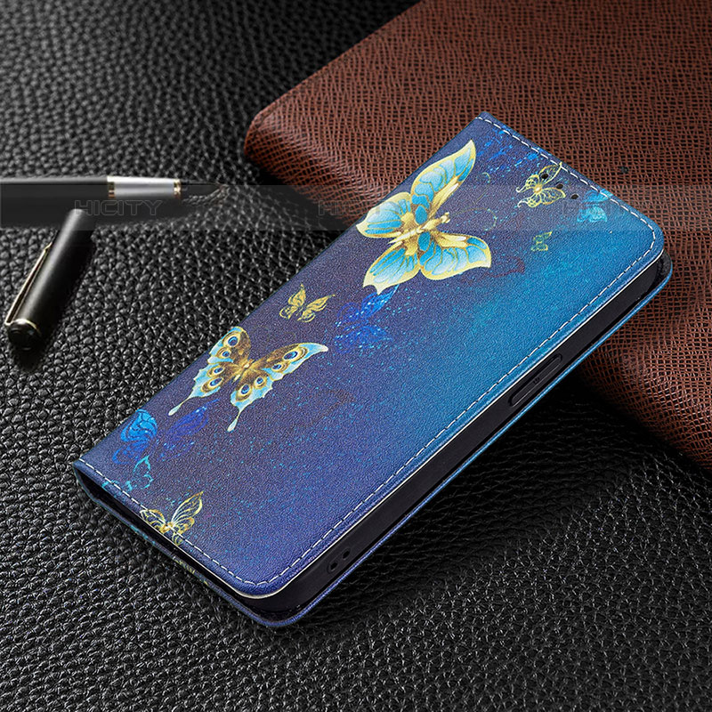 Custodia Portafoglio In Pelle Farfalla Cover con Supporto L01 per Apple iPhone 16 Pro Max Blu