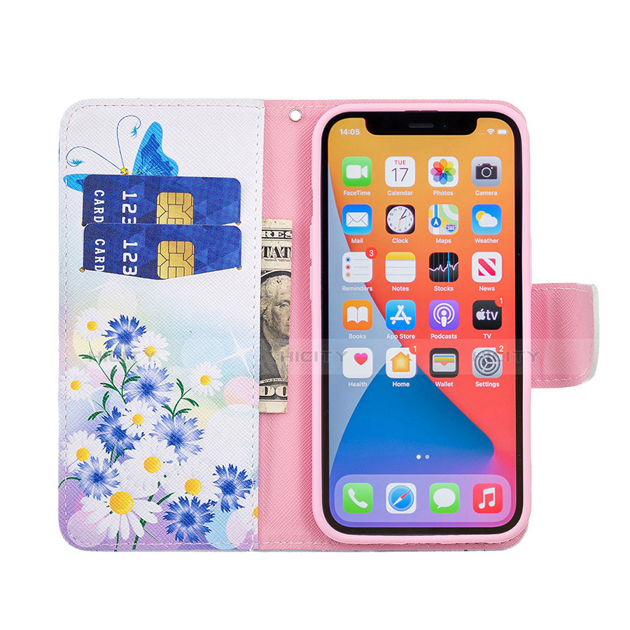 Custodia Portafoglio In Pelle Farfalla Cover con Supporto L02 per Apple iPhone 13 Pro Max Nero