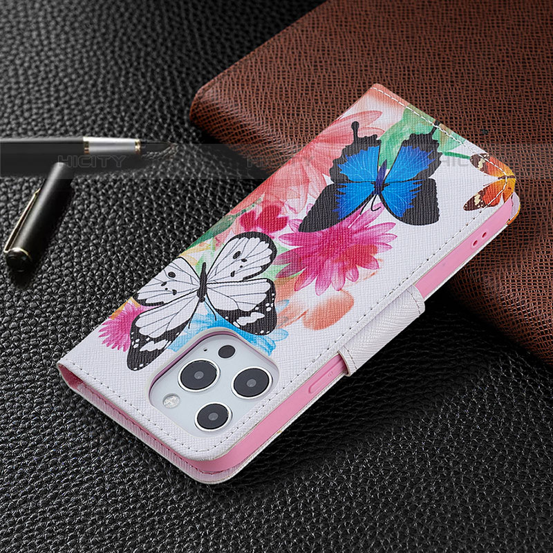 Custodia Portafoglio In Pelle Farfalla Cover con Supporto L03 per Apple iPhone 16 Pro Max Rosa