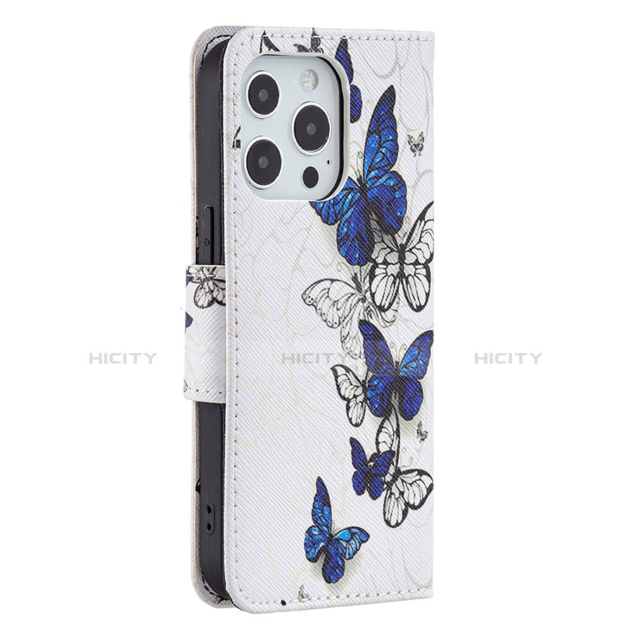 Custodia Portafoglio In Pelle Farfalla Cover con Supporto L07 per Apple iPhone 13 Pro Bianco