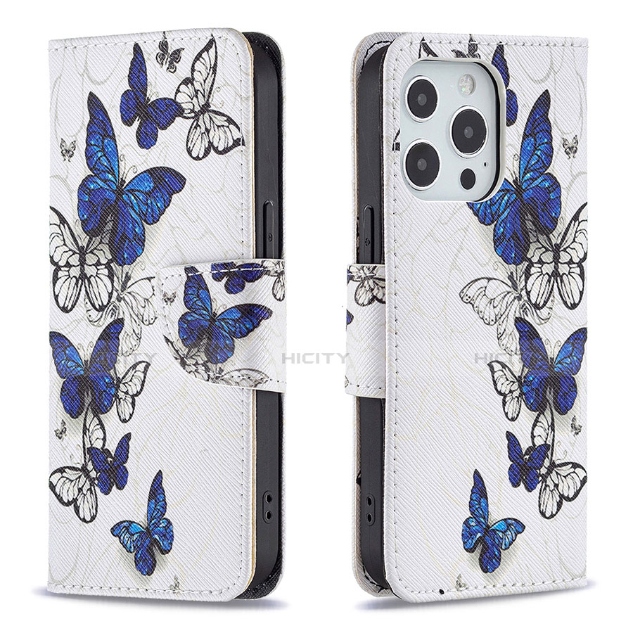 Custodia Portafoglio In Pelle Farfalla Cover con Supporto L07 per Apple iPhone 13 Pro Max Bianco