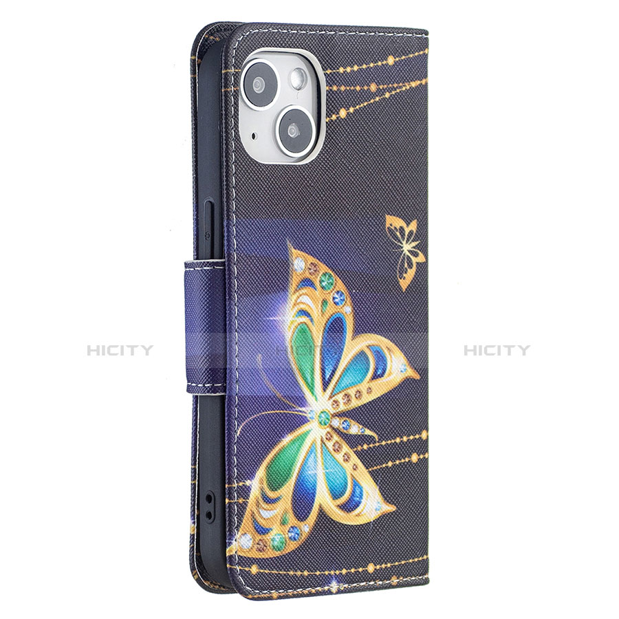 Custodia Portafoglio In Pelle Farfalla Cover con Supporto L07 per Apple iPhone 14 Multicolore