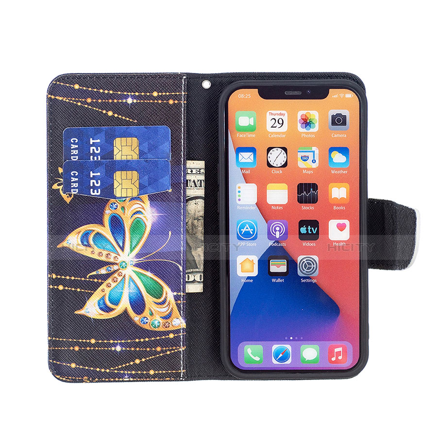 Custodia Portafoglio In Pelle Farfalla Cover con Supporto L07 per Apple iPhone 14 Plus Multicolore