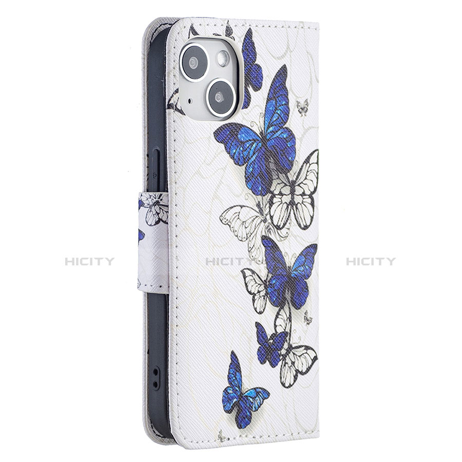 Custodia Portafoglio In Pelle Farfalla Cover con Supporto L07 per Apple iPhone 14 Rosa