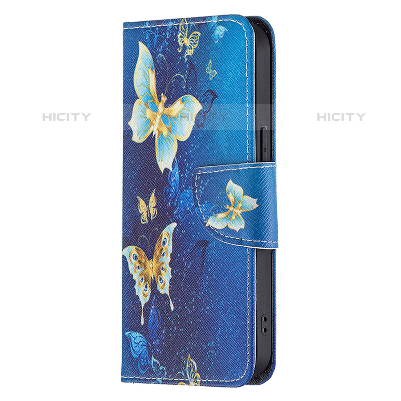 Custodia Portafoglio In Pelle Farfalla Cover con Supporto L07 per Apple iPhone 15 Pro Blu