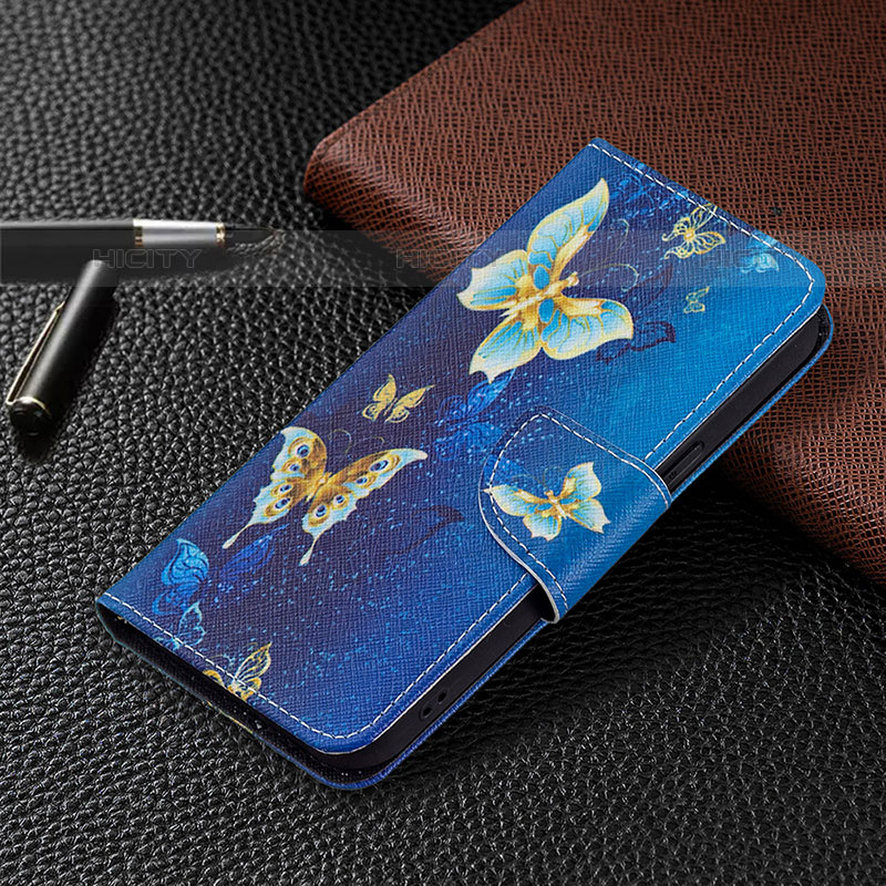 Custodia Portafoglio In Pelle Farfalla Cover con Supporto L07 per Apple iPhone 16 Pro Max Blu