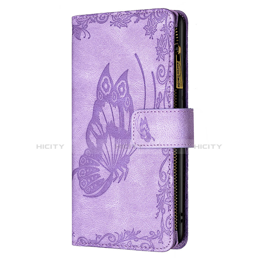 Custodia Portafoglio In Pelle Farfalla Cover con Supporto L08 per Apple iPhone 13 Mini Viola