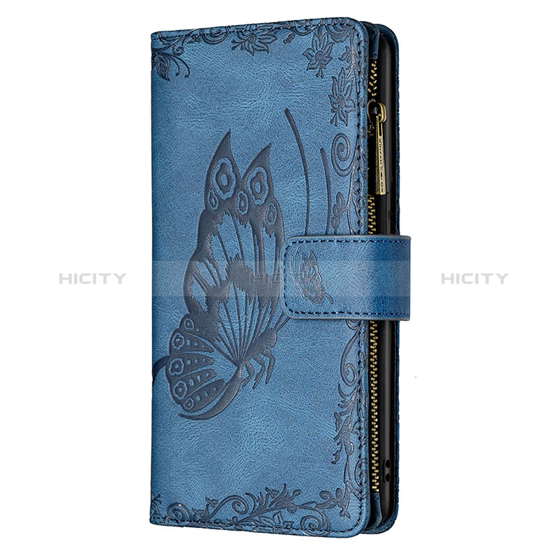 Custodia Portafoglio In Pelle Farfalla Cover con Supporto L08 per Apple iPhone 14 Pro Blu