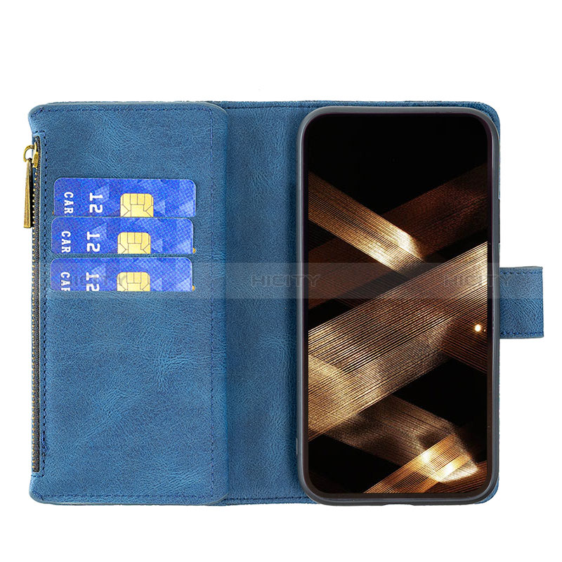 Custodia Portafoglio In Pelle Farfalla Cover con Supporto L08 per Apple iPhone 14 Pro Blu