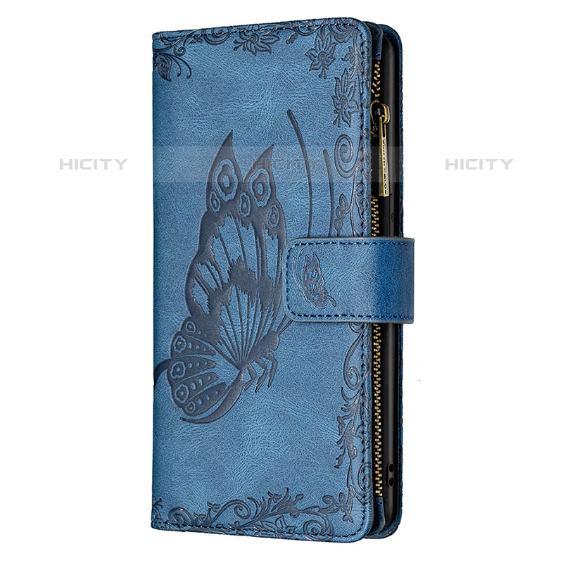 Custodia Portafoglio In Pelle Farfalla Cover con Supporto L08 per Apple iPhone 16 Pro Blu