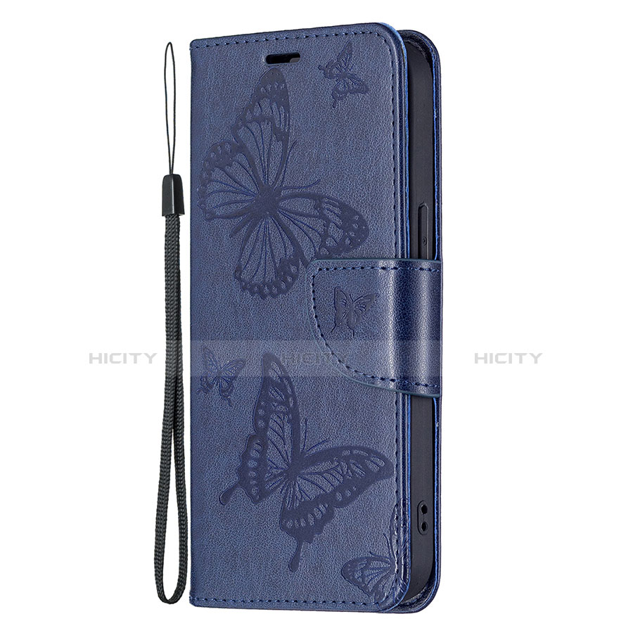 Custodia Portafoglio In Pelle Farfalla Cover con Supporto L09 per Apple iPhone 13 Blu