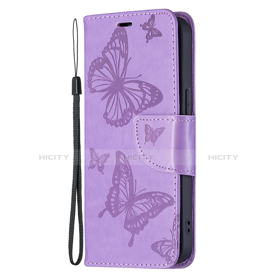 Custodia Portafoglio In Pelle Farfalla Cover con Supporto L09 per Apple iPhone 13 Mini Viola