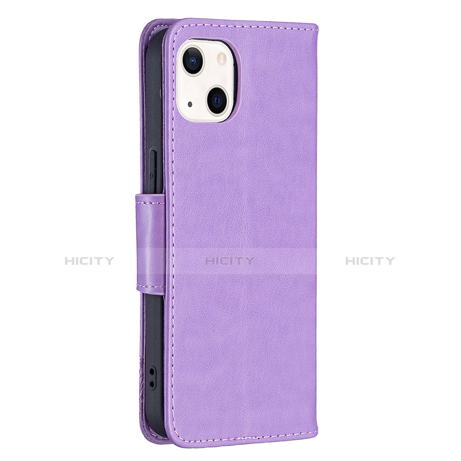 Custodia Portafoglio In Pelle Farfalla Cover con Supporto L09 per Apple iPhone 13 Mini Viola