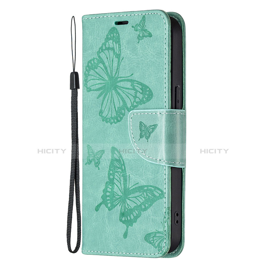 Custodia Portafoglio In Pelle Farfalla Cover con Supporto L09 per Apple iPhone 13 Pro Verde