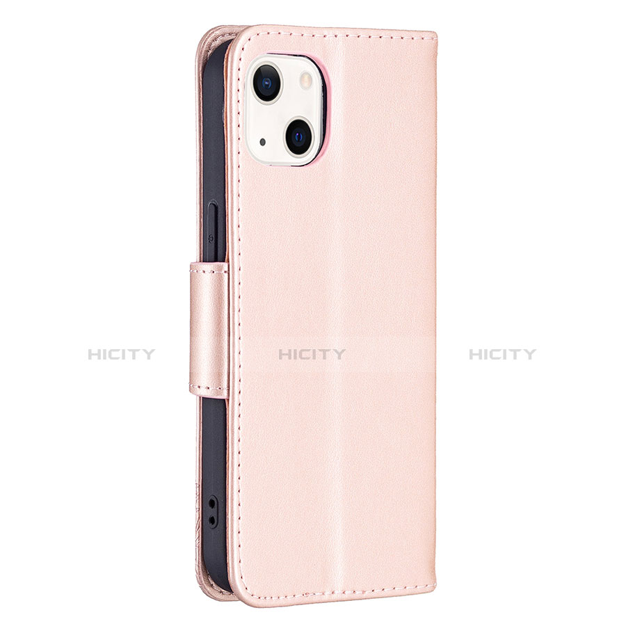 Custodia Portafoglio In Pelle Farfalla Cover con Supporto L09 per Apple iPhone 13 Rosa