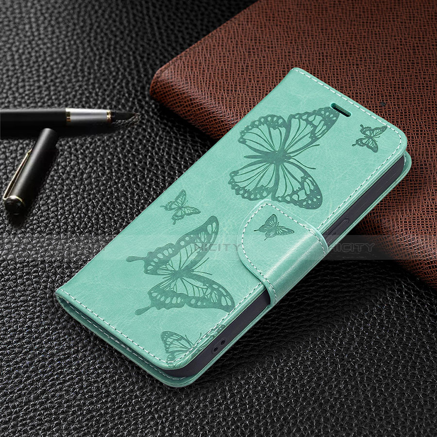 Custodia Portafoglio In Pelle Farfalla Cover con Supporto L09 per Apple iPhone 13 Verde