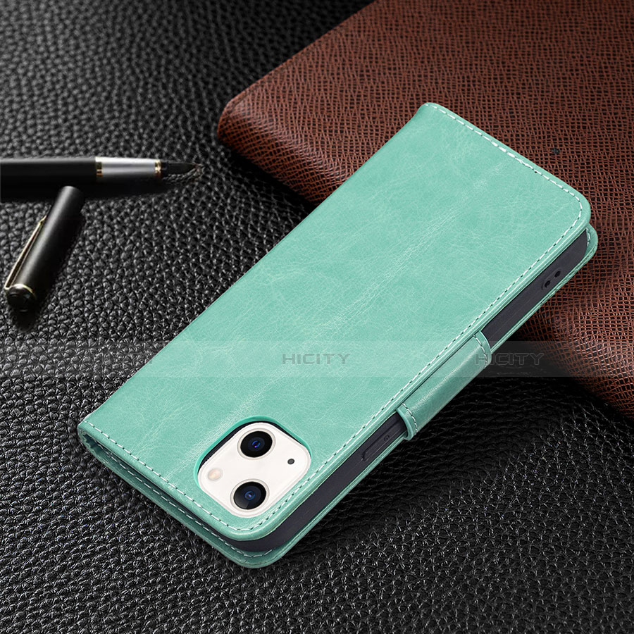 Custodia Portafoglio In Pelle Farfalla Cover con Supporto L09 per Apple iPhone 13 Verde