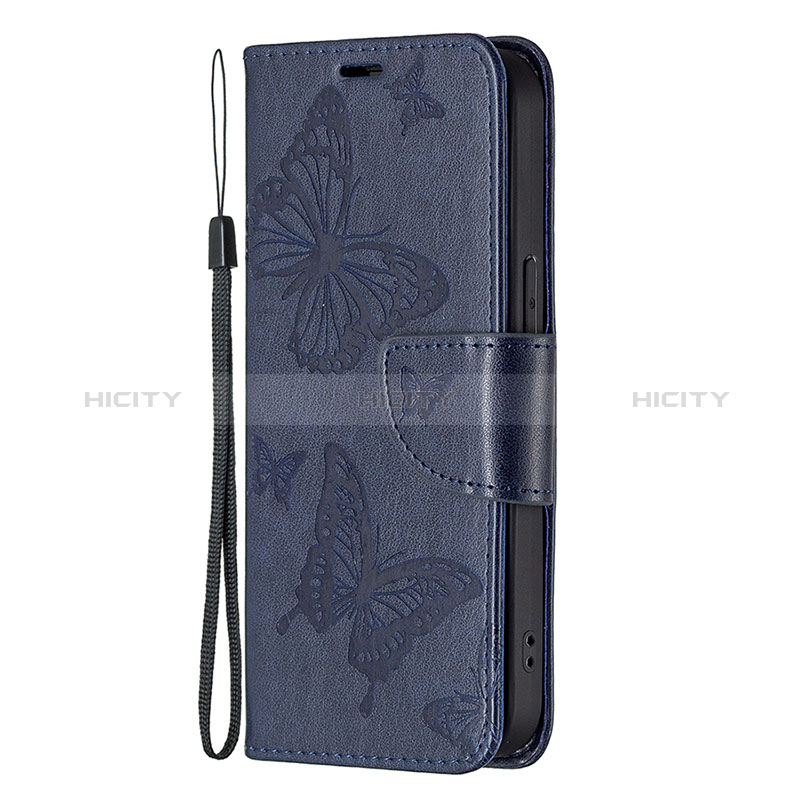 Custodia Portafoglio In Pelle Farfalla Cover con Supporto L09 per Apple iPhone 14 Pro Blu