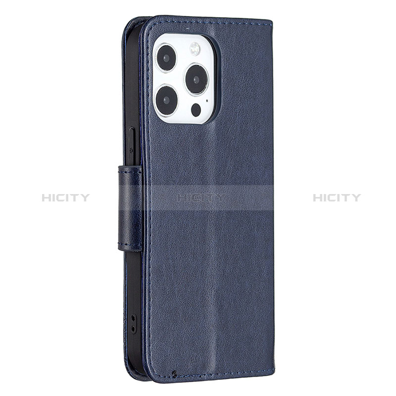 Custodia Portafoglio In Pelle Farfalla Cover con Supporto L09 per Apple iPhone 14 Pro Blu