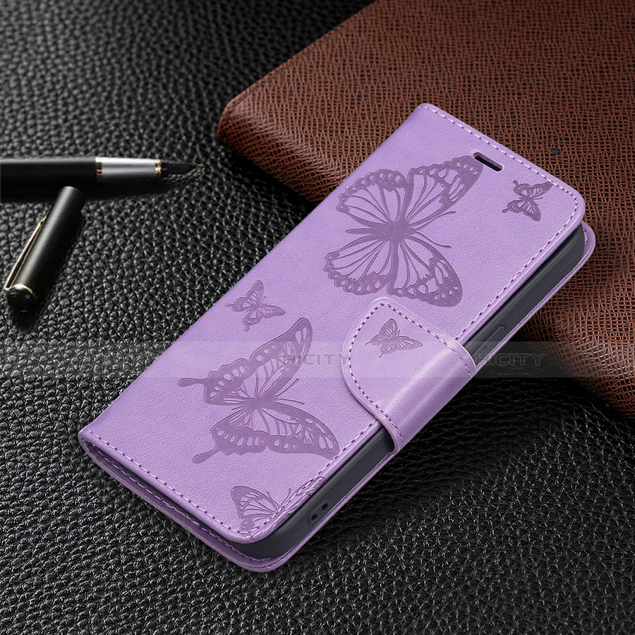 Custodia Portafoglio In Pelle Farfalla Cover con Supporto L09 per Apple iPhone 14 Viola