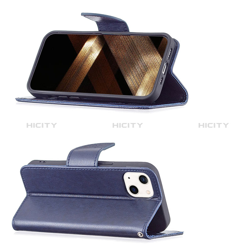 Custodia Portafoglio In Pelle Farfalla Cover con Supporto L09 per Apple iPhone 15 Blu